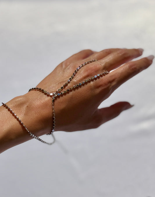 Handkette ‚Moondrops‘ in Silber groß