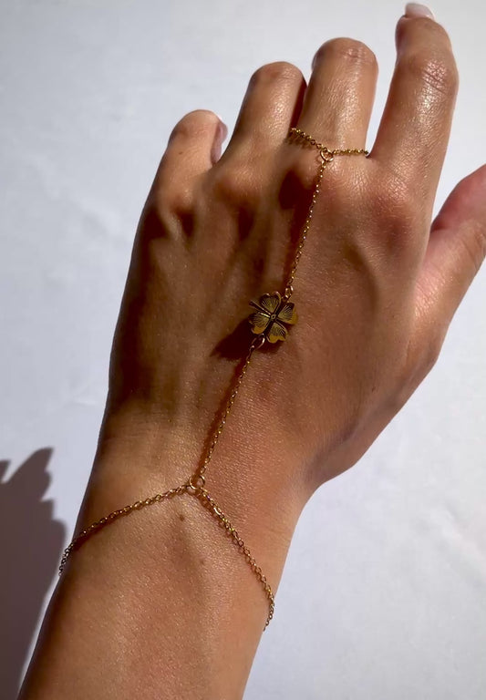 Handkette ‚Trèfle‘ in Gold